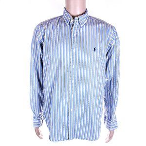 Ralph Lauren Men Classic Fit Button Shirt Striped Long Sleeves Size L